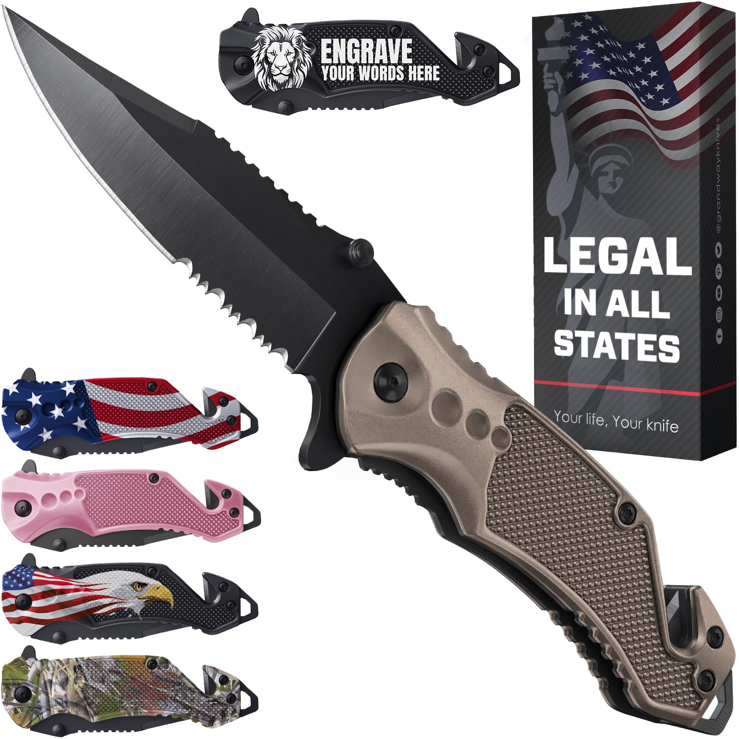 Legal Pocket Knife Coyote Tan - 2.95” Sharp