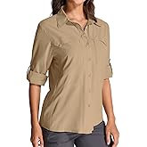Women's UPF 50+ UV Sun Protection Safari Shirts Outdoor Long Sleeve Quick Dry Cool Lightweight Fishing Hiking Travel Shirts