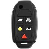 Key Fob Remote Skin Cover Protector for 2003-2014 Volvo (LQNP2T-APU) | Replacement for 2003 2004 2005 2006 2007 2008 2009 2010 2011 2012 2013 2014 XC90 S60 XC70 (31253386) 5-Button Silicone Case