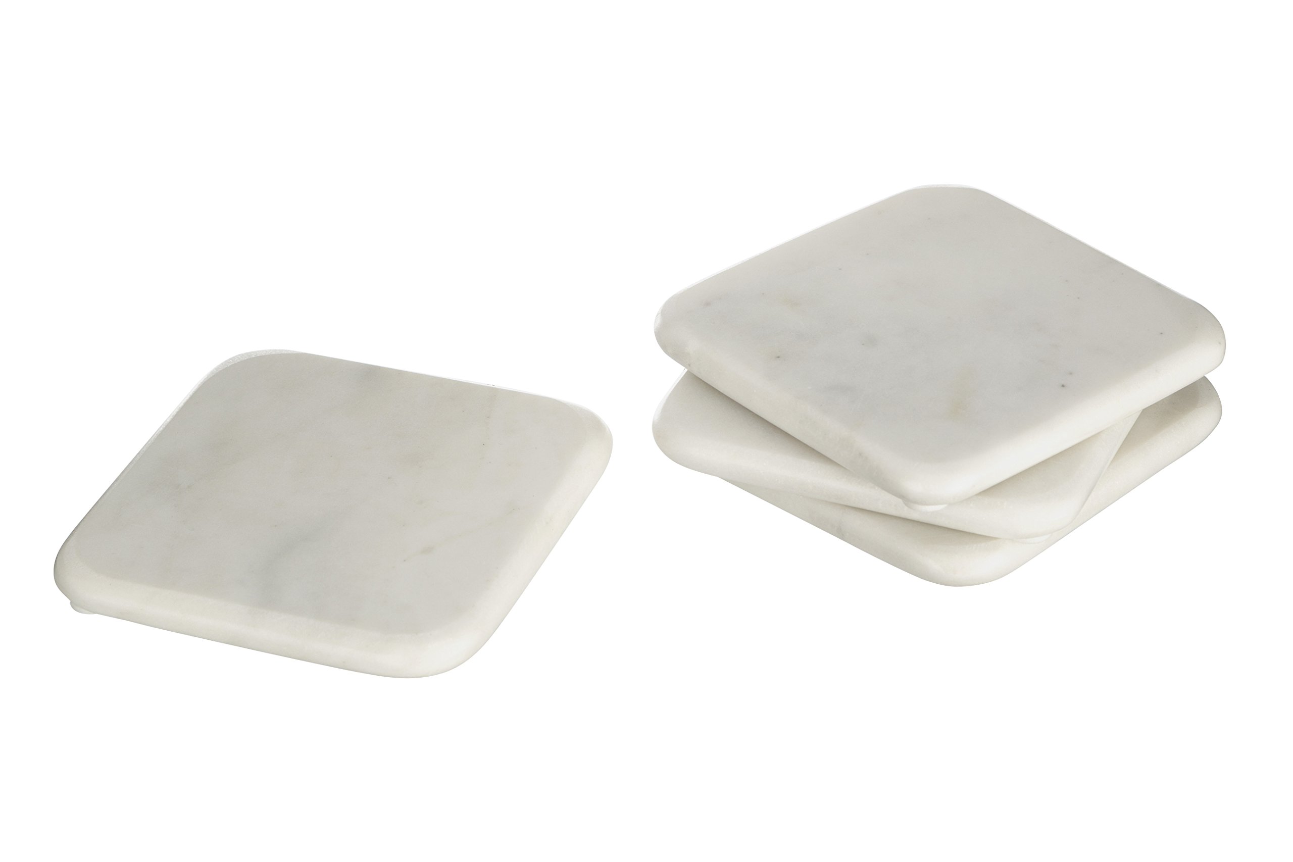 Premier Housewares Marble Square Coasters, Off/White, Set of 4