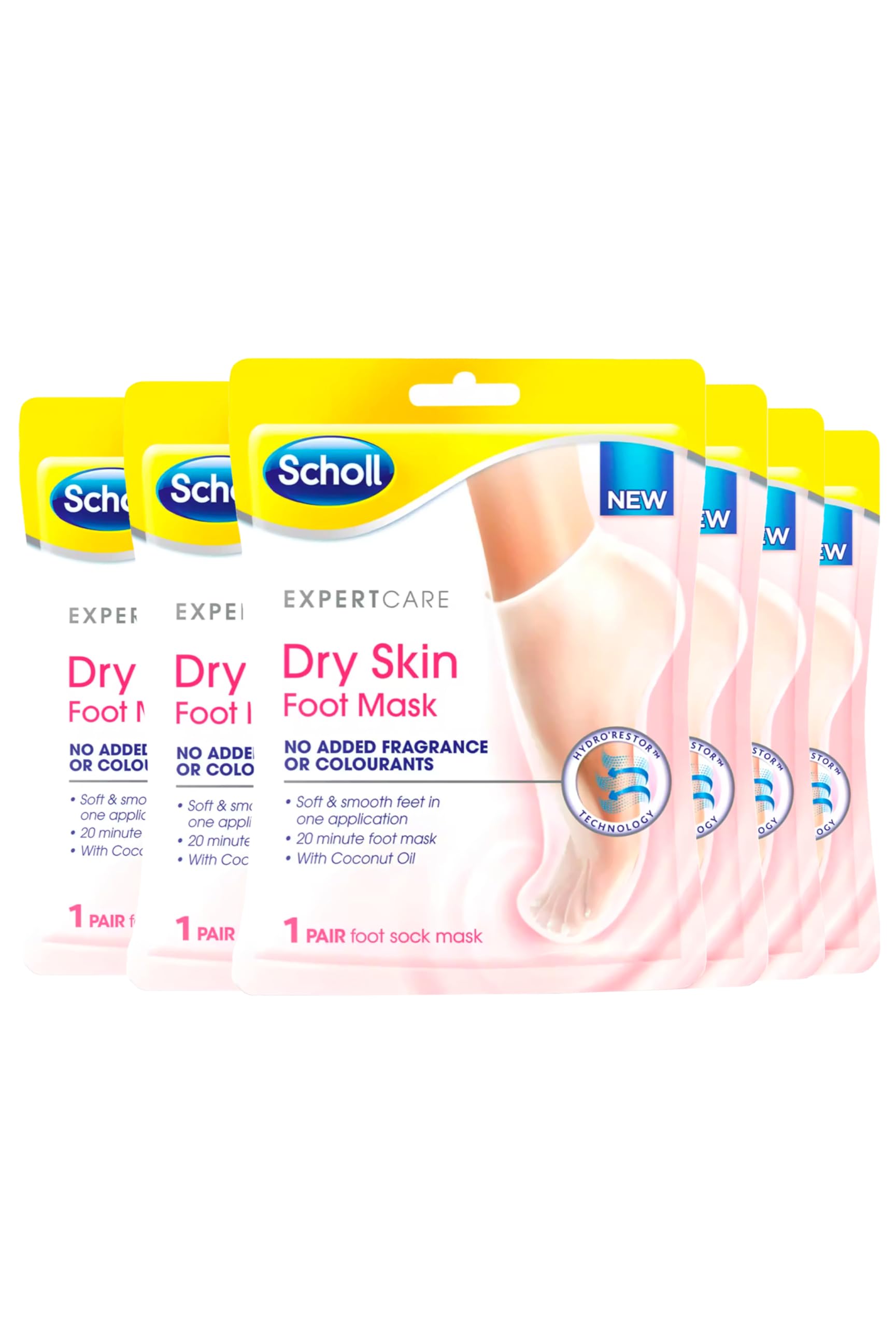 Scholl ExpertCare Dry Skin Foot Mask - Nourishing Foot Mask with Coconut Oil, Urea, and Shea Butter - 24-Hour Moisture for Dry Foot Skin - 6 Pairs of Foot Mask Socks, One Size