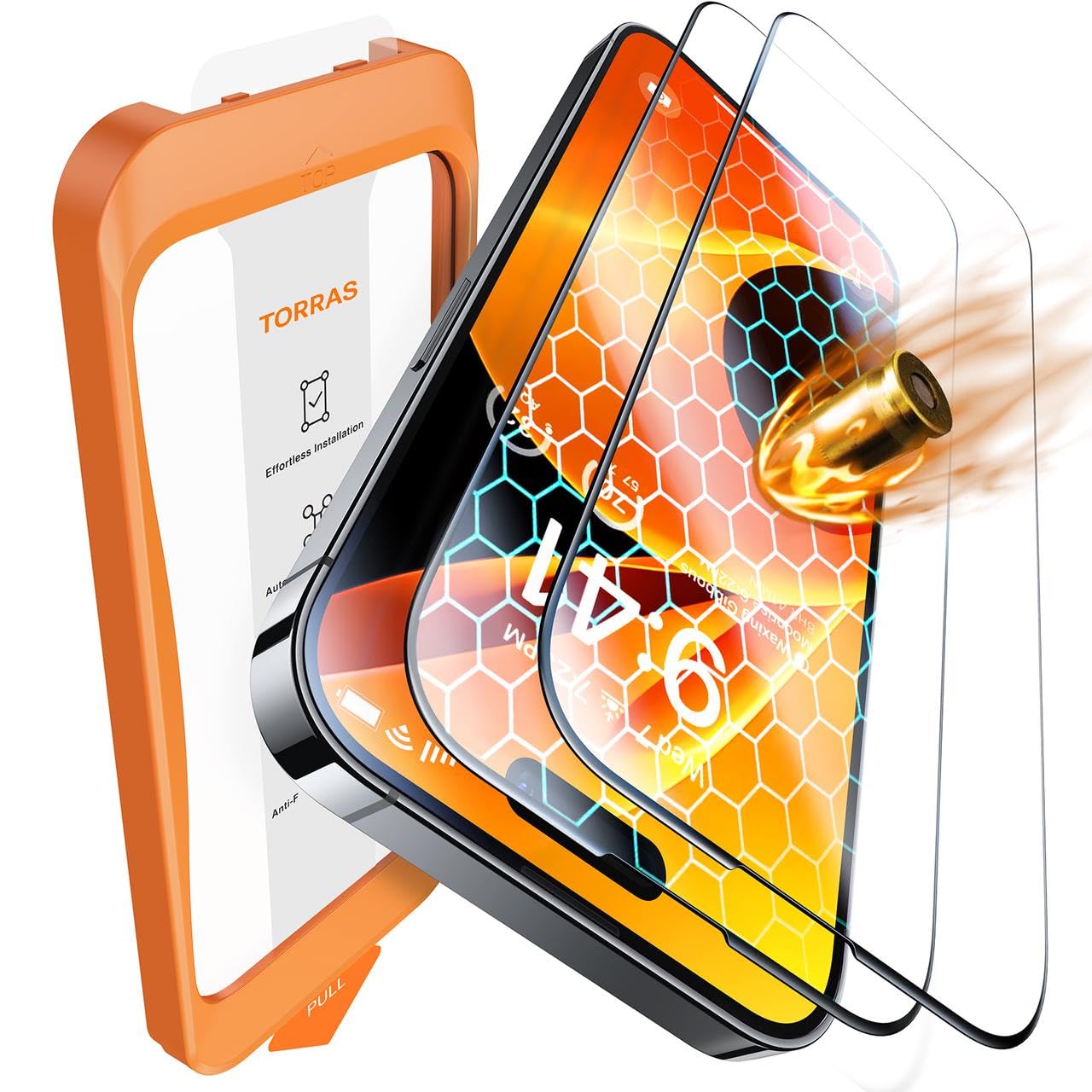 TORRAS for iPhone 16 Plus Screen Protector, Full Screen Tempered Glass, 12FT Military Shatterproof, 9H Anti-Scratch, No Bubbles No Dust,Longest Durable Screen Protector for iPhone 16 Plus Glass 2 Pack