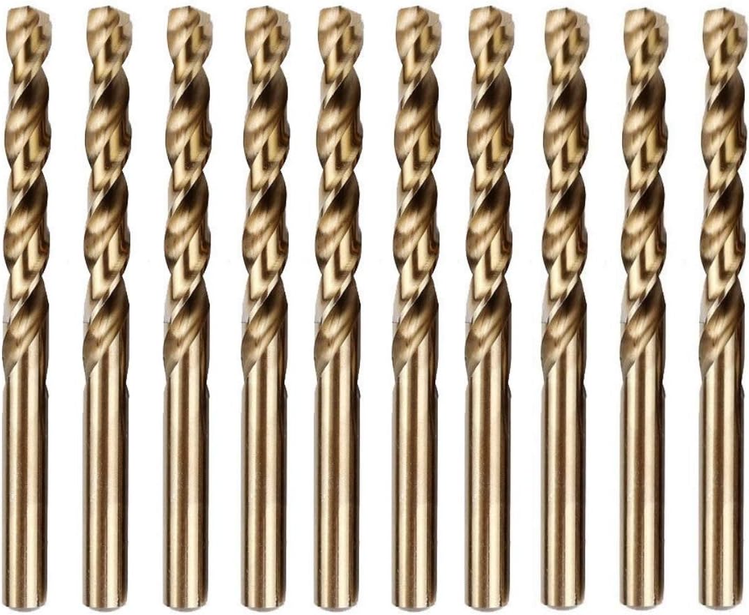 Box of 10 x HSS Gold Cobalt Jobber Drill Bit for Stainless & Hard