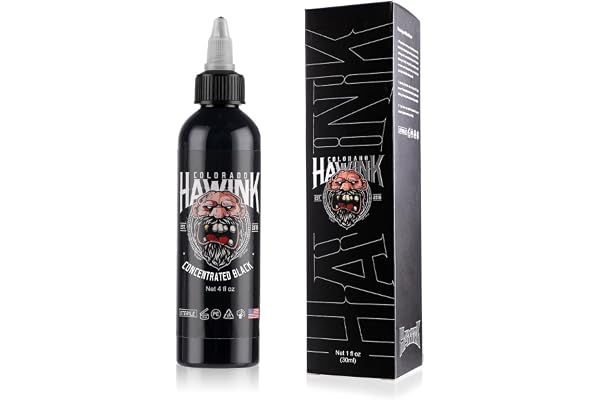 HAWINK Black Tattoo Ink Professional 4oz(120ml) Vegan-Friendly USA Standard Pigment Tattoo Ink Supplies Concentrated Black TI