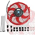 10" inch Slim Fan Push Pull Electric Radiator Cooling 12V Mount Universal Kit Red