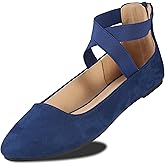 EMMA NEW YORK Women's Comfortable Ballet Flats with Strap, Ballerina Flats with Elastic Ankle Straps for Women Renaissance Shoes Women Flat Ballerina Shoes