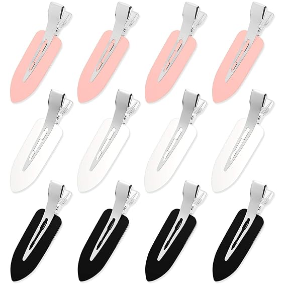 No Crease Hair Clips, 12Pcs No Bend Hair Clips Makeup Flat