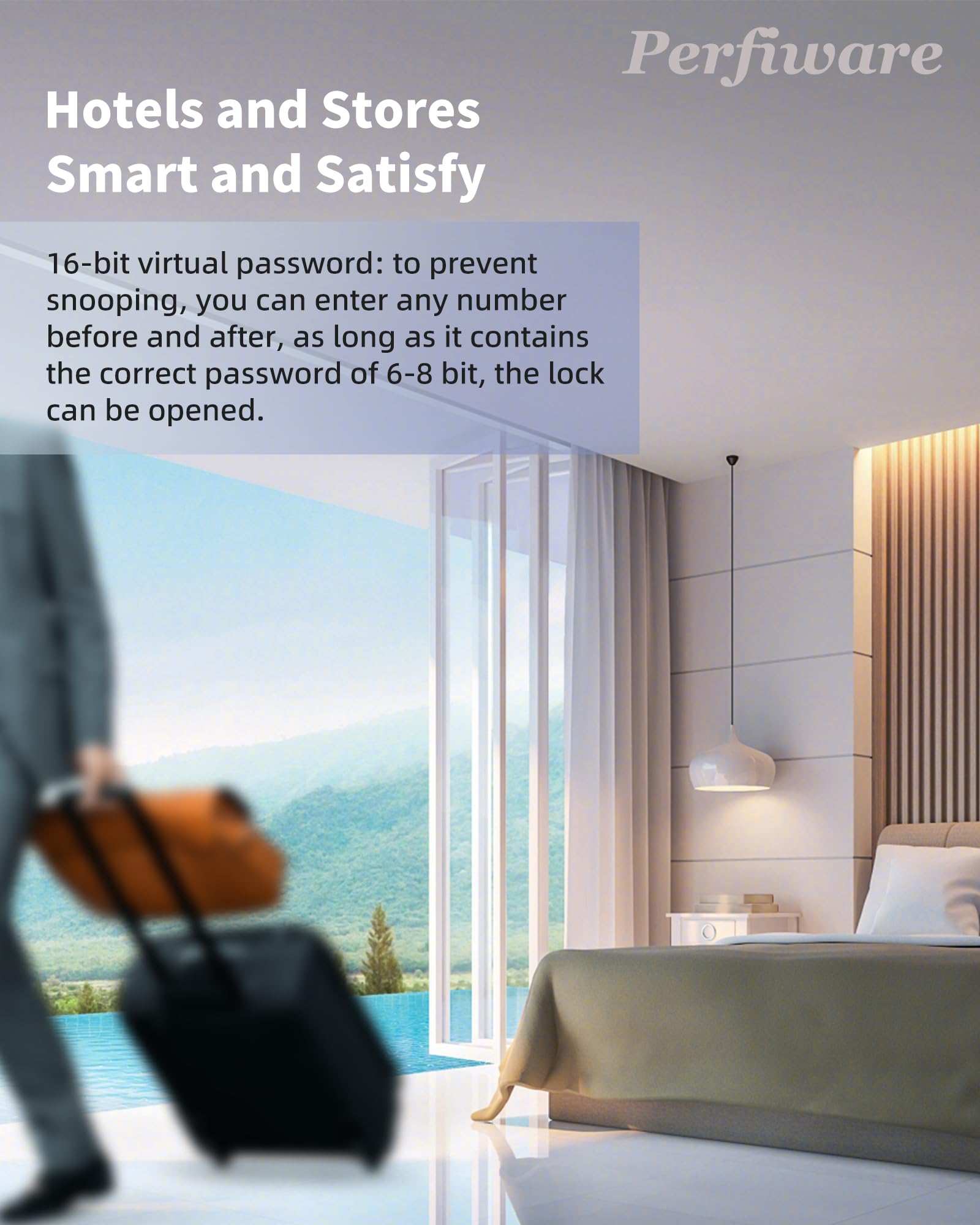 Perfiware Smart Glass Door Lock,Fingerprint Keyboard Remote Pin LG2315 with App Glass Door Locks,Drill-Free Door Lock Security,Great for Office,Home,Hotel,Apartment,Store