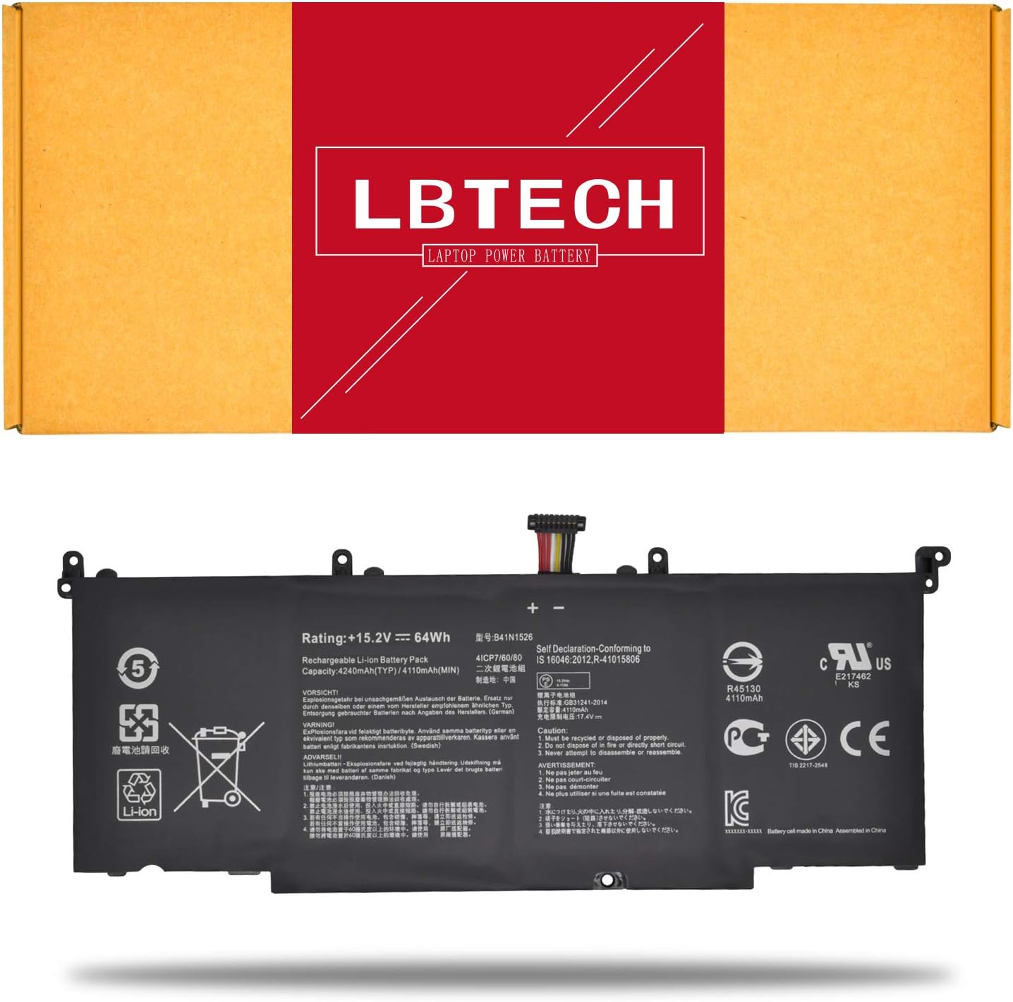 LBTECH B41N1526 Compatible Laptop Battery Replacement for Asus ROG Strix GL502 GL502V GL502VM DB71 DB74 GL502VT GL502VY S5 S5V S5VM S5VS S5VT6700 FX502VM DM105T FY039T FX502VD FX502VE 15.2V 64Wh