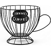 YASIRY Metal Coffee Pod Holder, Large Capacity Capsule Storage Basket for Countertop, Creative Espresso Organizer in Unique Mug Shape, Coffee Bar Accessories for Home &amp; Office(Black Cup)