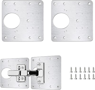 Flintronic 2Pcs Hinge Repair Plate Stainless Steel Cabinet Bracket with 12