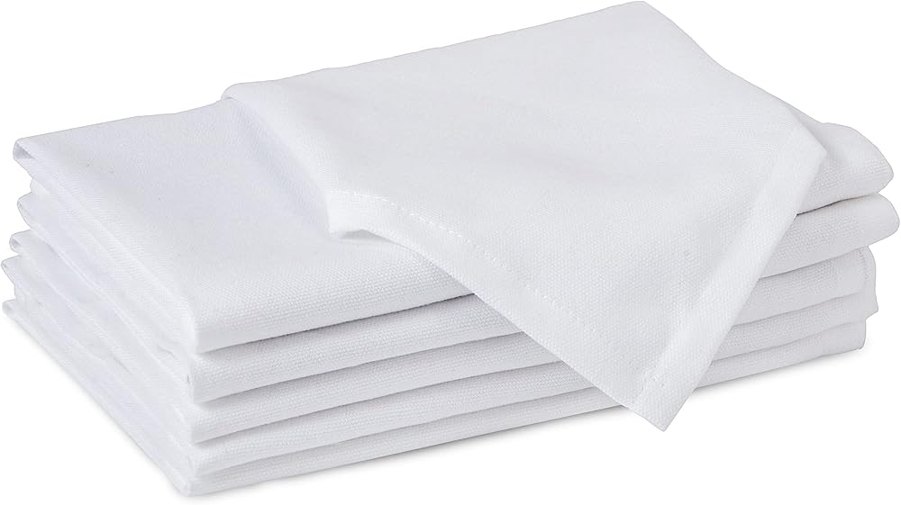 Encasa XO White Cloth Napkins Set of 6 17x17 in Cotton Dinner Napkins