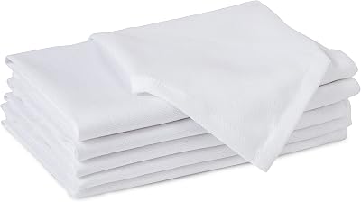 Encasa XO White Cloth Napkins Set of 6 17x17 in Cotton Dinner Napkins