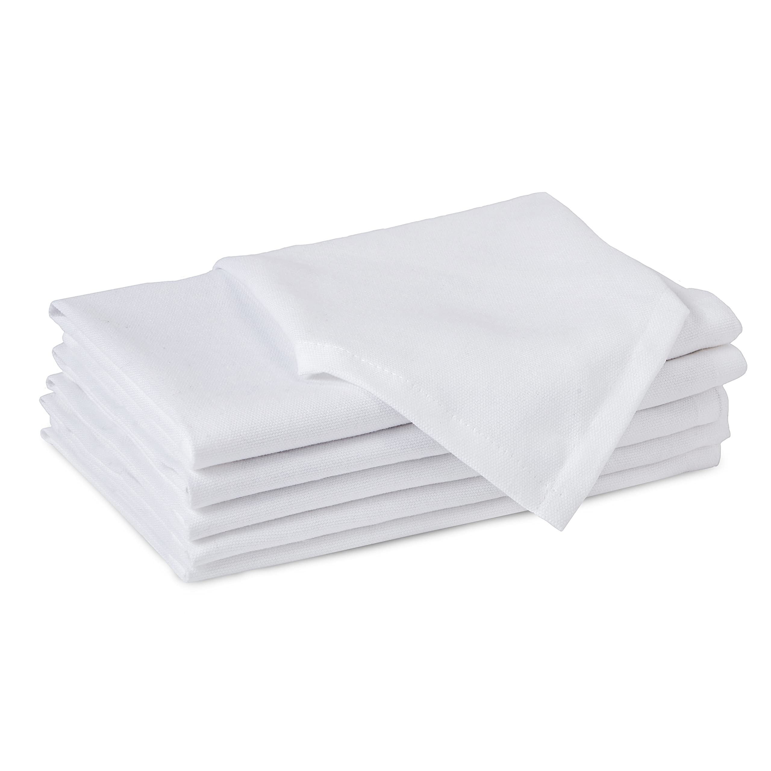 Encasa XO White Cloth Napkins Set of 6, 17x17 in | Solid Color Cotton Dinner Napkins | Washable & Reusable Wedding Napkins for Holiday Dinners, Party, & Everyday Table Decor