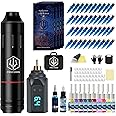 Poseidon Tattoo Pen Kit Wireless Tattoo Machine Kit, Tattoo Gun Kit with Tattoo Power Supply and 40 Pcs Tattoo Cartridge Needles, Complete Tattoo Kit Tattoo Supplies for Beginners