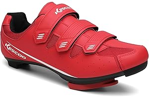 KESCOO Unisex Cycling Shoes Compatible with Peloton Bike Indoor Road Bike Shoes Riding Shoes with Pre-Installed Delta Cleats for Mens and Women, Clip Indoor Outdoor Bike Pedal - 3 Straps