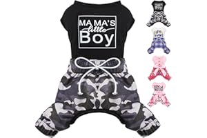 FURRYMONG Dog Pajamas Dog Jumpsuit - Top Dog Shirt and Floral Pants, Soft and Stretchy 4 Legged Female Dog Clothes for Small Dogs Girl (Balck, Small)