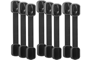 Bates- Child Safety Strap Locks, 8 Pack, Black, Baby Cabinet Locks, Toilet Locks Baby Proof, Child Proof Drawer Locks, Cabine