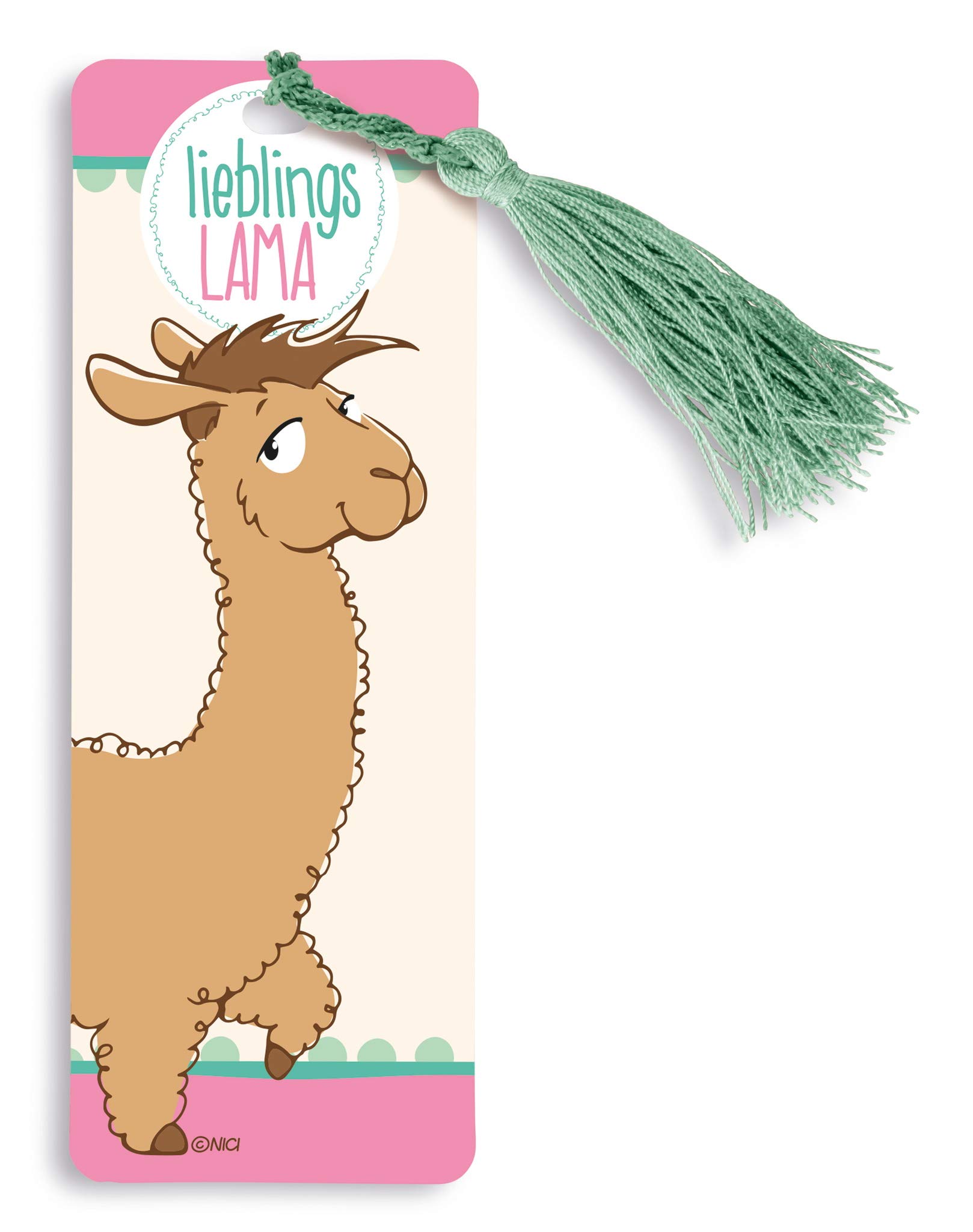 Nici La-la-lama lounge book dots, 5.5 x 15.5 cm, w/tassel, 3 assorted designs on display