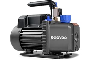 Rogvoc 3.5 CFM Vacuum Pump, 110V 1/4 HP Single Stage Rotary Vane Air Vacuum Pump for HVAC/AUTO, AC Refrigerant Recharging, Applicable to R12 R22 R134a R410a