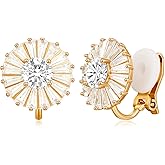 Clip on Earrings Women, 14K Gold Hoop Clip-On Earrings for Women, Hypoallergenic Non Pierced Croissant Earrings