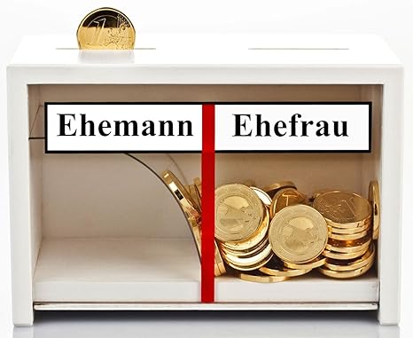 Geldgeschenke Hochzeit - Spardose Eheleute Weiß Holz - Geld rutscht Immer nur zur Ehefrau - lustige Hochzeitsgeschenke für Br
