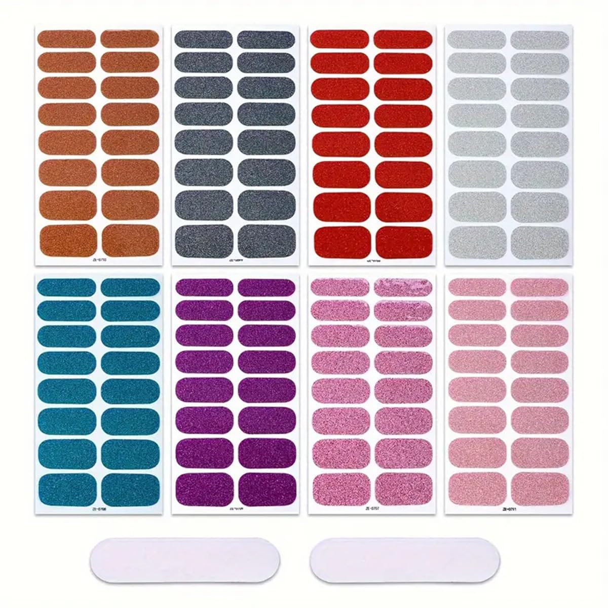 8Sheets Full Nail Wraps Gel Nail Stickers Nail Full Wraps Nail Polish Strips Pink Purple Blue Nail Glitter Self-Adhesive Nail Decals Nail Art Supplies for Women DIY Manicure Nail Art Decorations Set - Image 2
