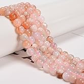 8mm 95pcs Natural Cherry Flower Sakura Agate Smooth Round Genuine Real Stone Gemstone DIY Beads for Jewelry Making