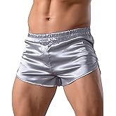 GENEMEN Mens Satin Silk Boxers Sexy Lounge Shorts 3 Inch Inseam Pajama Bottoms Silky Boxer Briefs