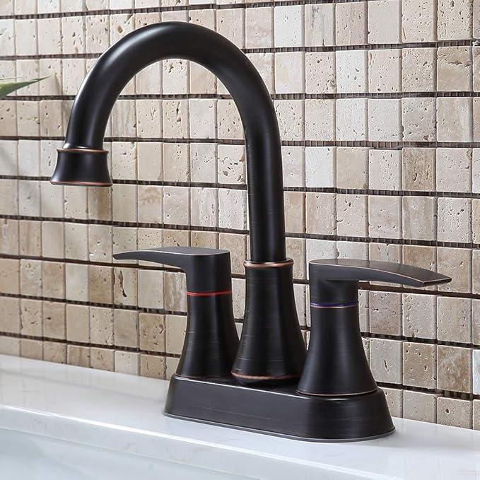 VALISY 2-Handle Oil Rubbed Bronze Bathroom Sink Faucet, Centerset ...