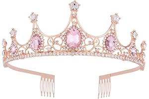 Rapunzel Costume for Women Tiara Crown, Vofler Pink Crown Princess Peach Costume Adult Glinda Girls Princess Diaries Daisy Bubblegum Tiaras Headband Accessories for Mermaid Tangled Birthday Halloween