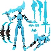 masijssa Titan 13 Action Figures (Grow in The Dark Blue) T13 3D Action Figure Set Already Assembled Dummy Robot Nova 13 Printed Multi-Jointed Movable Toy for Gift Collectors (Blue Black + Dog)