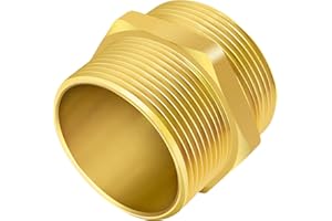 BOLTIGEN Fire Hydrant Hex Nipple, 2-1/2" NPT x 2-1/2" NST (NH) Male Fire Hydrant Hose Adapter Fitting Double Male Brass Fire Hydrant Connector