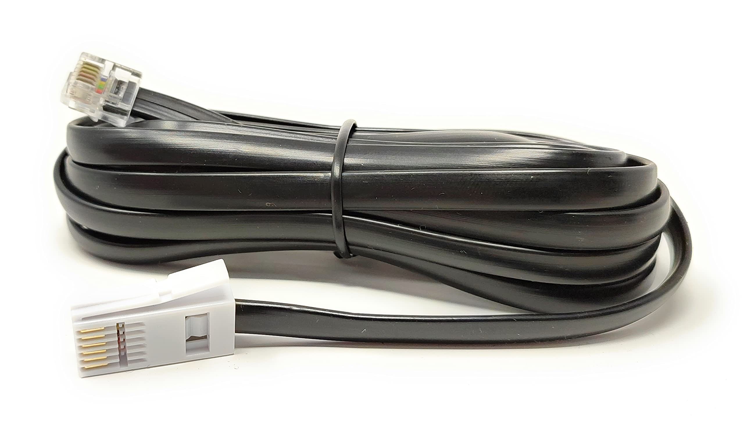 Maincore 3m BT to RJ12(RJ11) 6P6C 6 wire Phone Telephone Flat Cable Cord Lead (black)