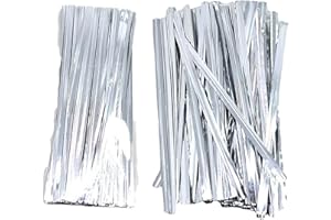 FEATUMAN Silver Metallic Twist Ties Reusable, 4.7 Inch Long Plastic Twist Ties for Bags, Reusable Twist Bread Ties for Party Wrap Gift Bags, Birthday Bags, Bread Candy Bags and Christmas Decorations 800 Pcs