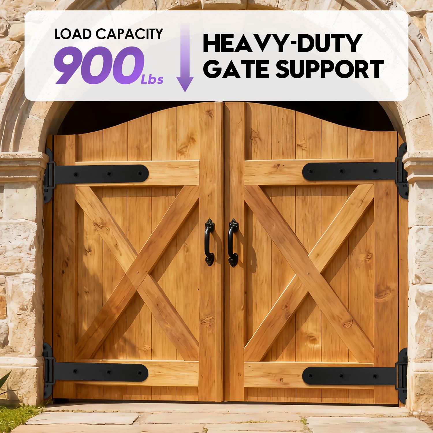 Condition photo showing New/Like New for heavy duty gate hinges, 900 lbs capacity, 13" bolt-on or weld-on with built-in ball bearings, 180° o