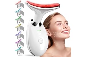 MOSNAMI 7 Color Neck Face Massager Tool, Facial Massager with Vibration Tech, Rechargeable Face culpting Wand for Skin Care (White)