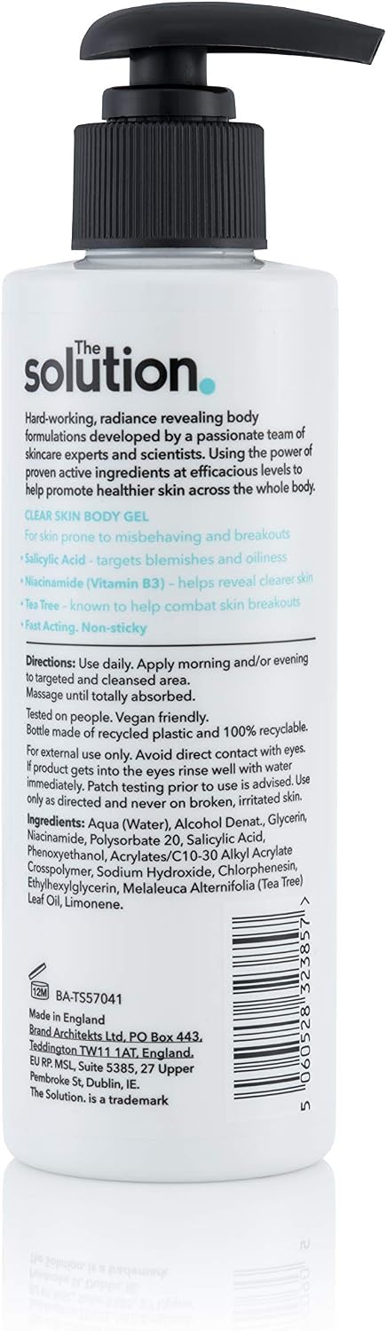 The Solution Salicylic Acid Clear Skin Body Gel (200ml) Back Acne Treatment with Tea Tree - Image 3