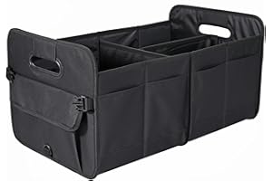 AOKJOY Car Trunk Organizer Car Storage Organizer Collapsible Multi Compartment Car Organizer Adjustable Straps Car Organizer for SUV(Black)