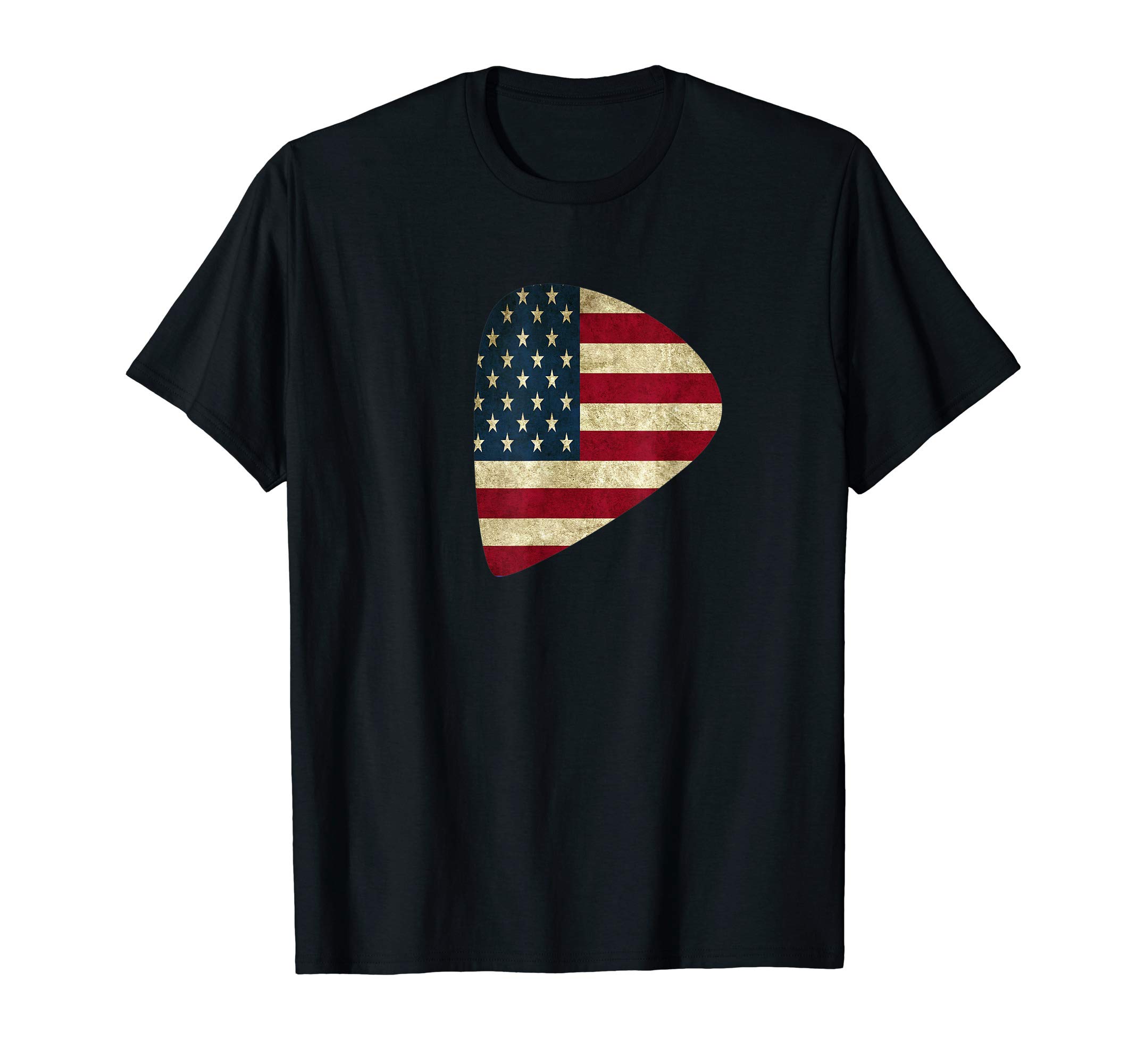 USA American Flag Guitar Musician Graphic Art Guitarist Pick T-Shirt