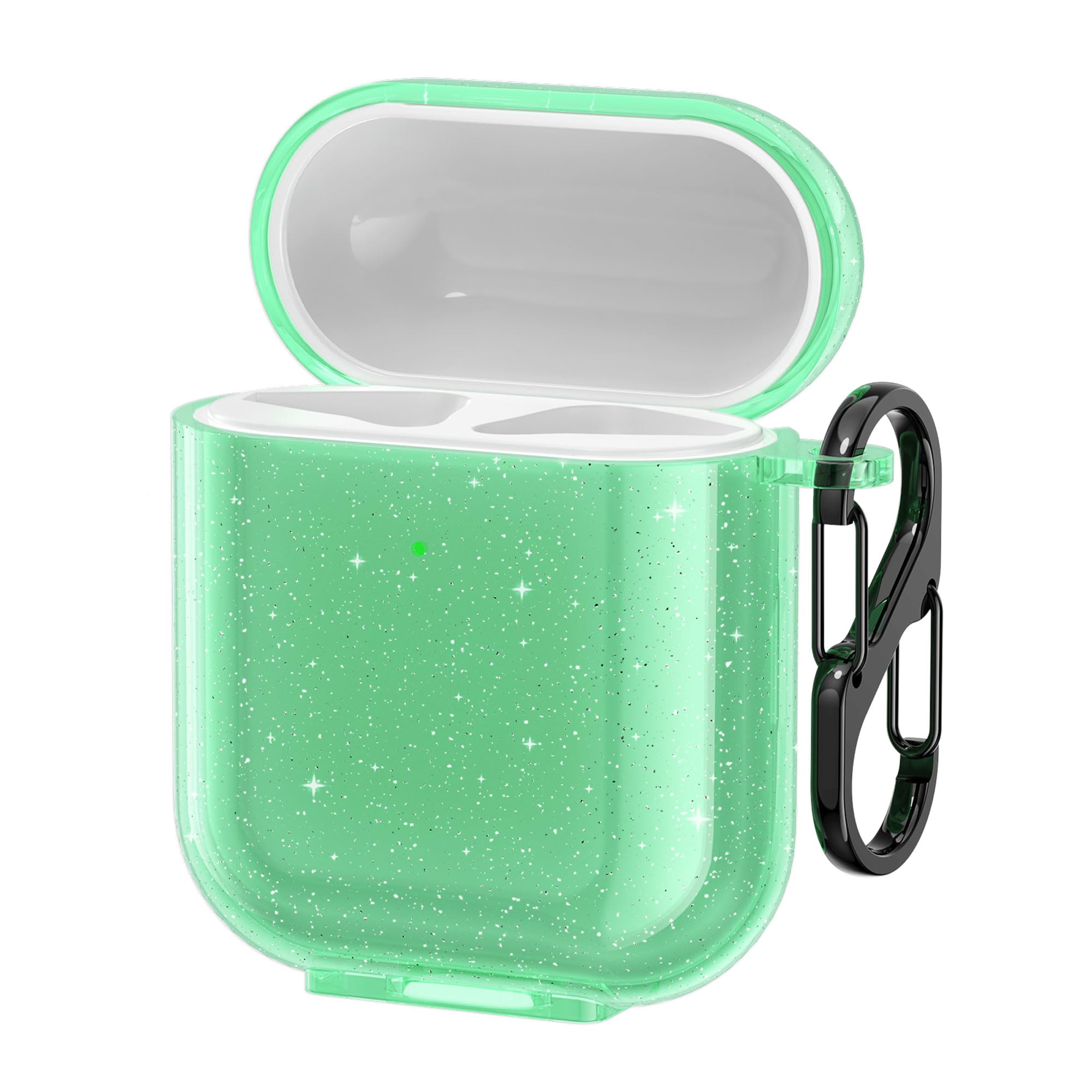 kwmobile Case Compatible with Apple Airpods 1 & 2 Cover - TPU Silicone - Wireless Headphones Case - Green/Transparent
