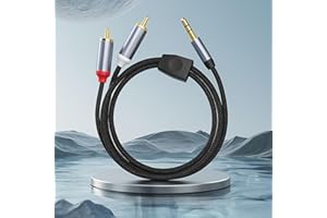 3.5mm to Dual Speaker Cable - 6 Feet Length, Hi-Fi Stereo Audio, Nylon Braided for Smartphones/MP3