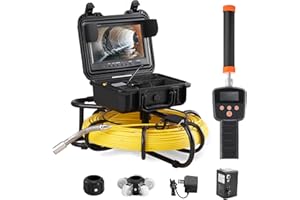 VEVOR Sewer Camera with 512Hz Locator,300 ft/91.5 m, 9" Pipeline Inspection Camera w/DVR Function, IP68 Camera w/12 Adjustable LEDs, A 16 GB SD Card for Sewer Line, Home, Duct Drain Pipe Plumbing