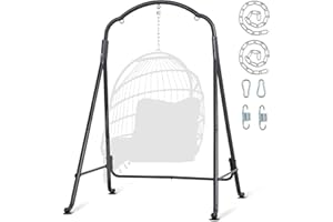 SUNCREAT Hammock Chair Stand, Heavy-Duty Steel Swing Stand, 400lbs Capacity, Multi-Use Hanging Chair Stand for Outdoor Indoor, Hammock Chair not Include, Black