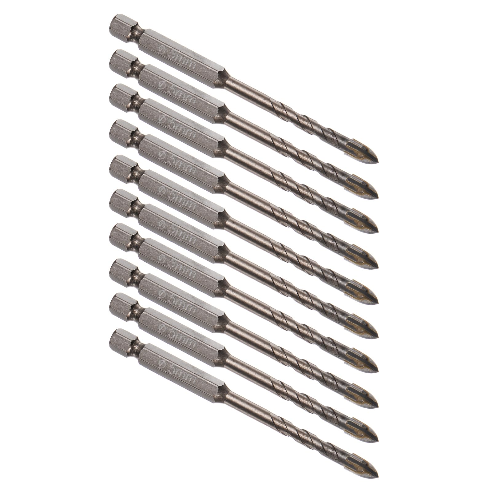 Kozelo 20pcs Masonry Drill Bit Set - [ 5mm ] Concrete Drill Bit Set for Brick/Glass/Plastic/Ceramic Tile Use, 1/4" Hex Shank, Carbide, High Speed Steel