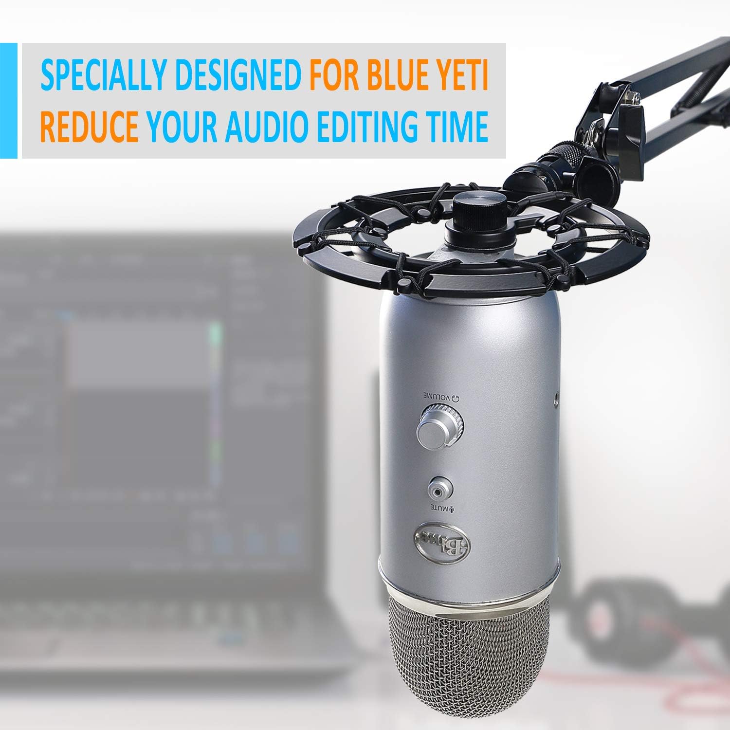 Blue Yeti Shock Mount, Alloy Shockmount Reduces Vibration Noise Matching Mic Boom Arm, Compatible for Blue Yeti and Yeti Pro Microphone by YOUSHARES: Musical Instruments