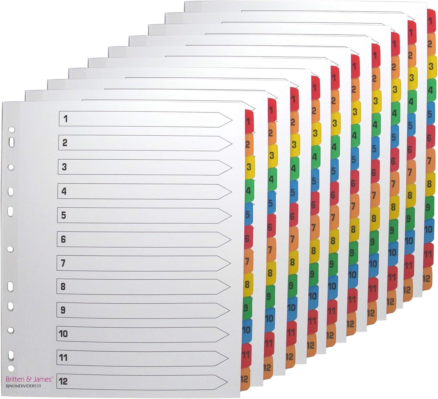Britten and James Extra Wide Index Dividers Numbered 112 (Bulk Pack of
