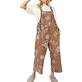 chouyatou Women 2025 Baggy Floral Denim Bib Overalls Jeans Casual Distressed Wide Leg Overall Jumptuis