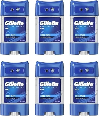 6 x Gillette Endurance Antiperspirant Clear Gel 70ml Cool Wave 48 Hr Protection