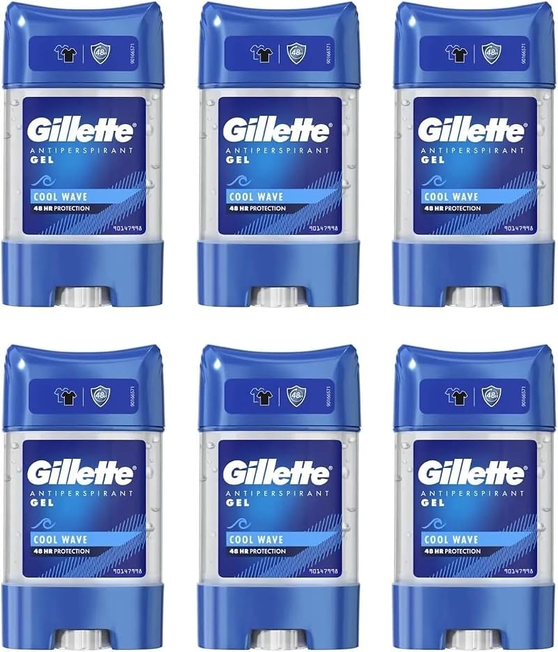 6 x Gillette Endurance Antiperspirant Clear Gel 70ml Cool Wave 48 Hr Protection